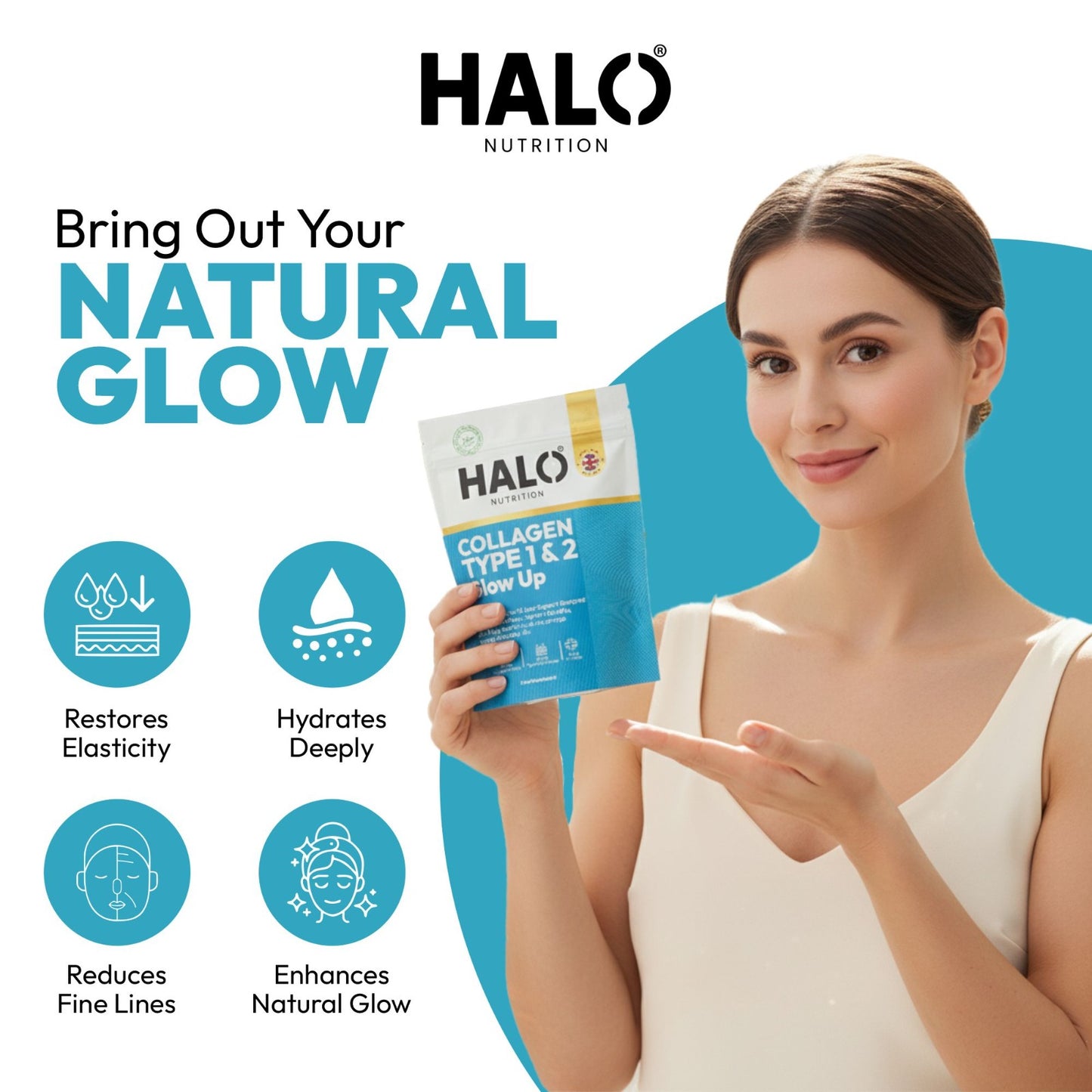 halo nutrition 365 marine collagen tablets – hydrolysed type i & ii | max strength for skin, hair & beauty