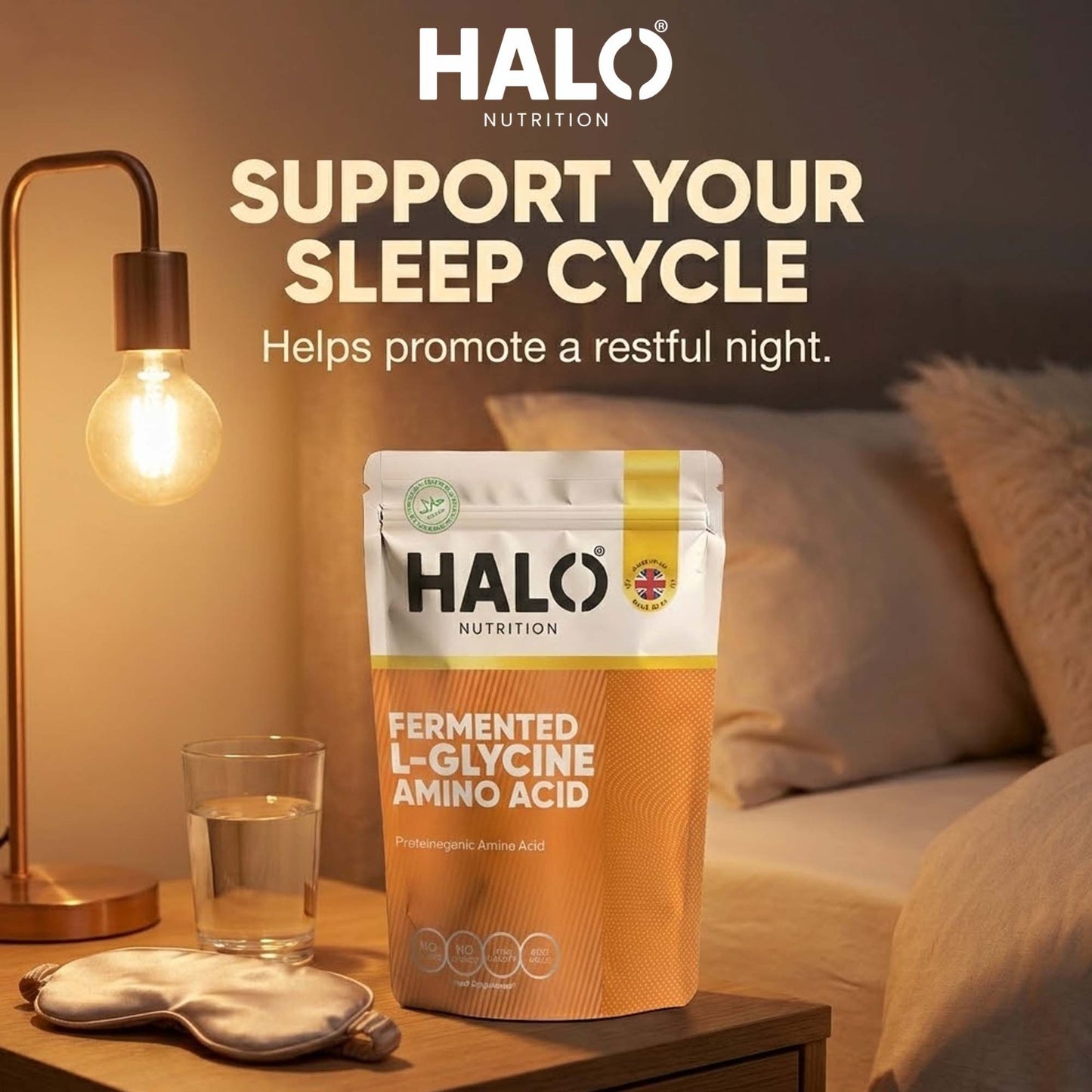 halo nutrition - fermented l-gylcine amino acid - 90 capsules