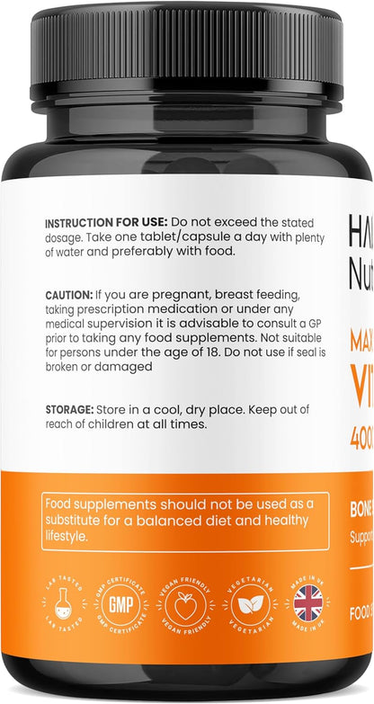 Halo Nutrition Vitamin D3 4000 IU Tablets