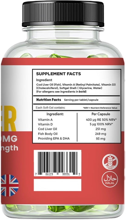 Halo Nutrition Cod Liver Oil 500mg Softgel Capsules