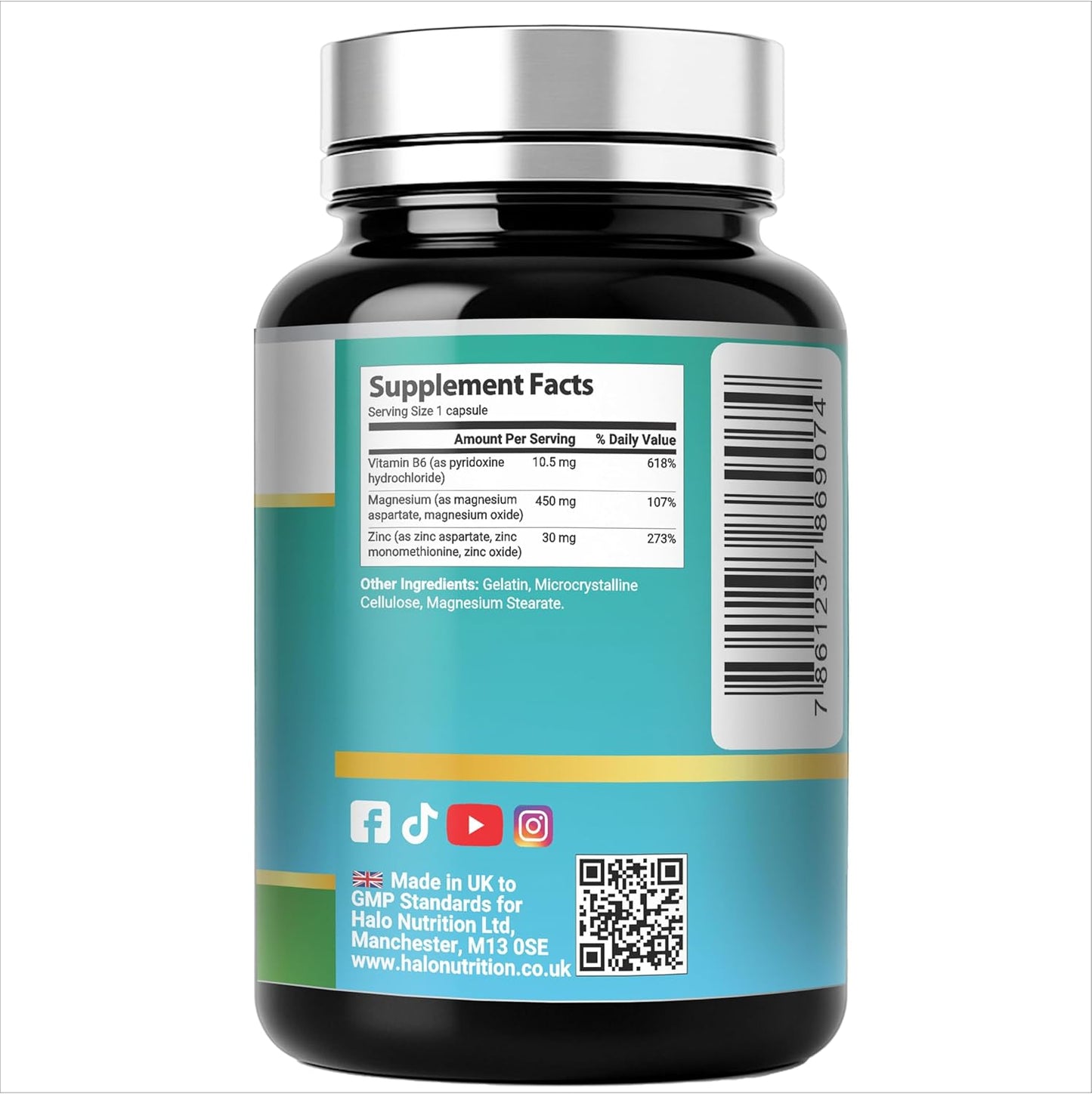 zinc & magnesium zma with vitamin b6 | halo nutrition