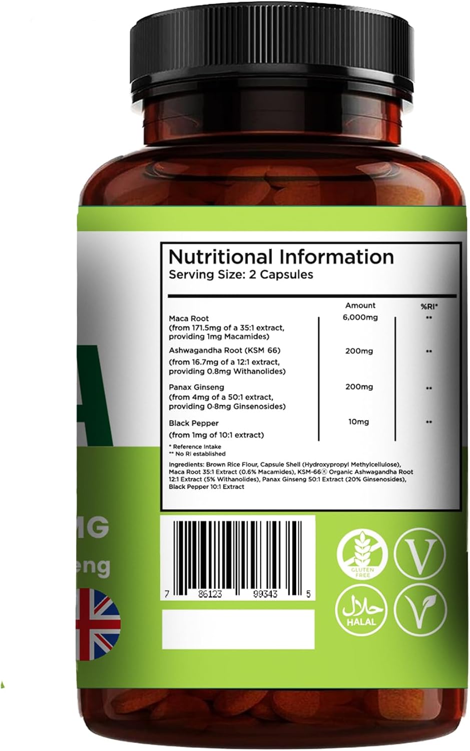 high-strength maca root 6000mg + ashwagandha & ginseng