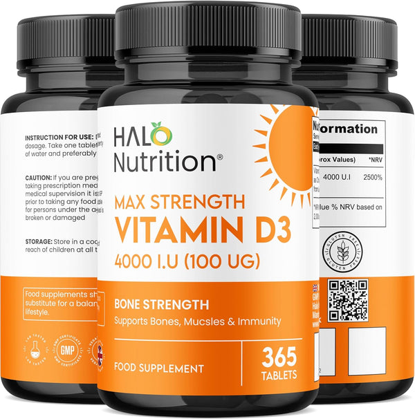 Halo Nutrition Vitamin D3 4000 IU Tablets