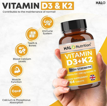 Halo Nutrition Vitamin D3 & K2 Tablets