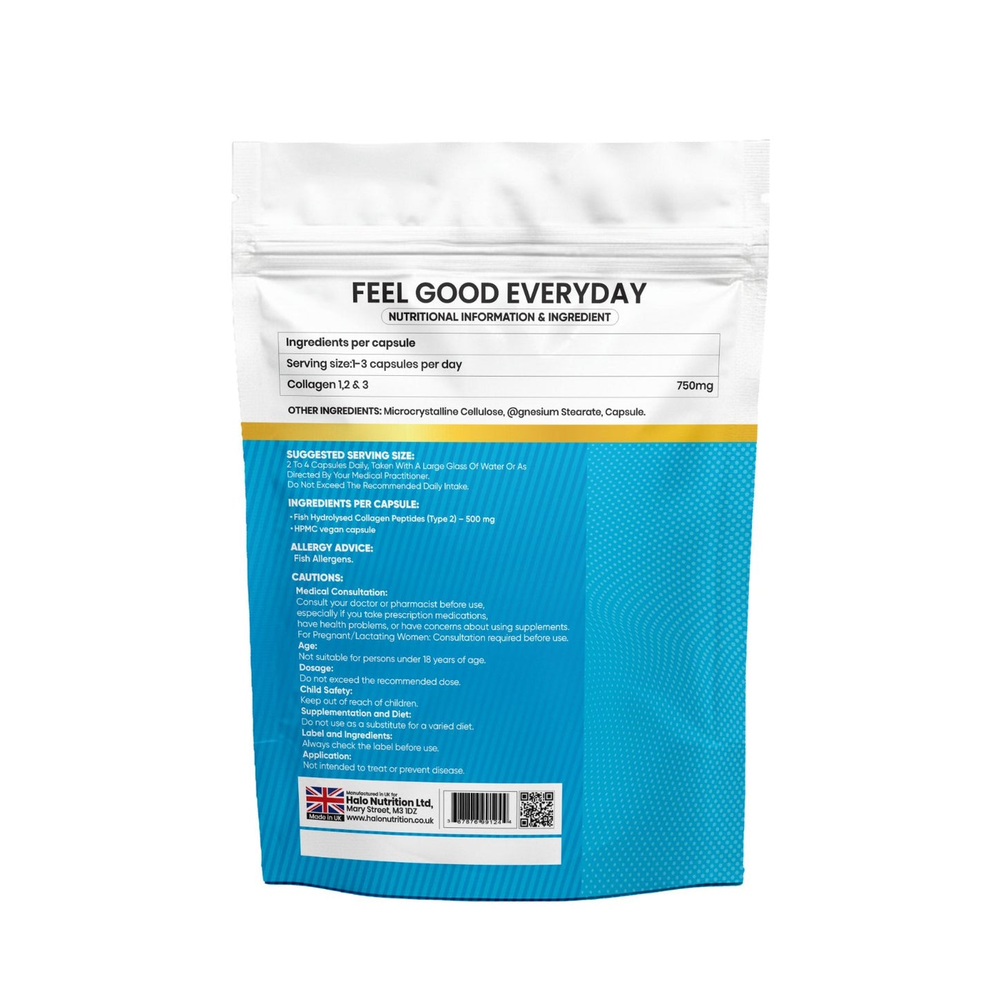 halo nutrition 365 marine collagen tablets – hydrolysed type i & ii | max strength for skin, hair & beauty