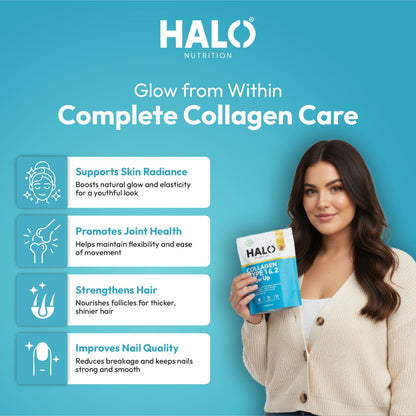 Halo Nutrition 365 Marine Collagen Tablets – Hydrolysed Type I & II | Max Strength for Skin, Hair & Beauty