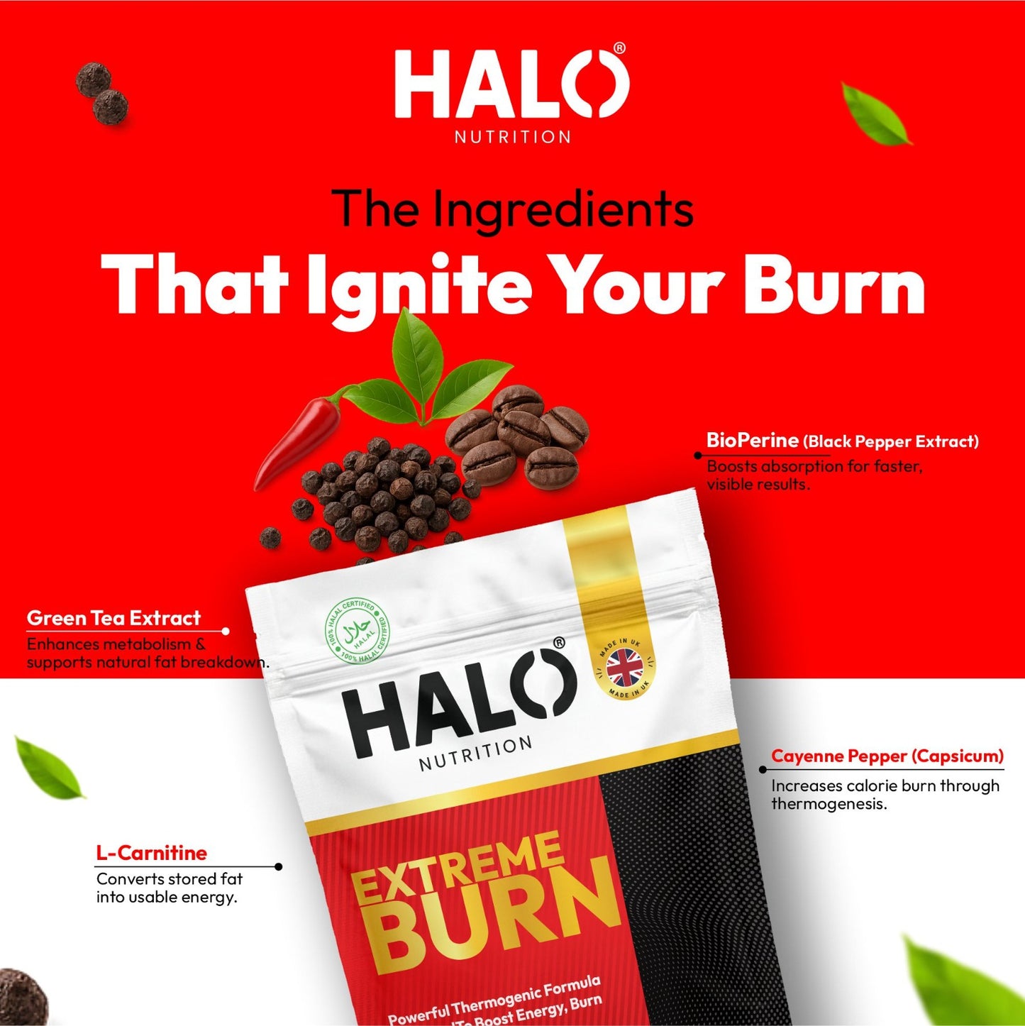 halo nutrition extreme burn – keto diet slimming capsules | 90 count fat burner formula