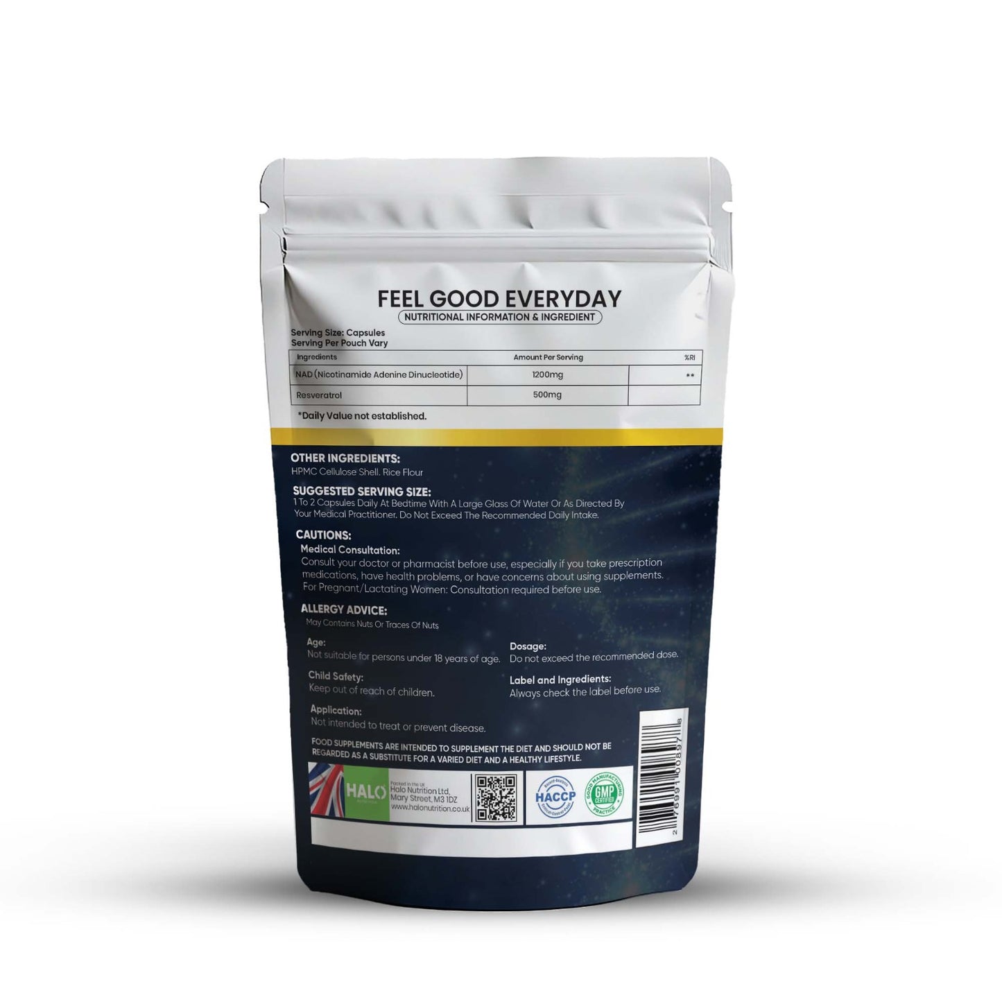 halo nutrition - nad+ 90 capsules