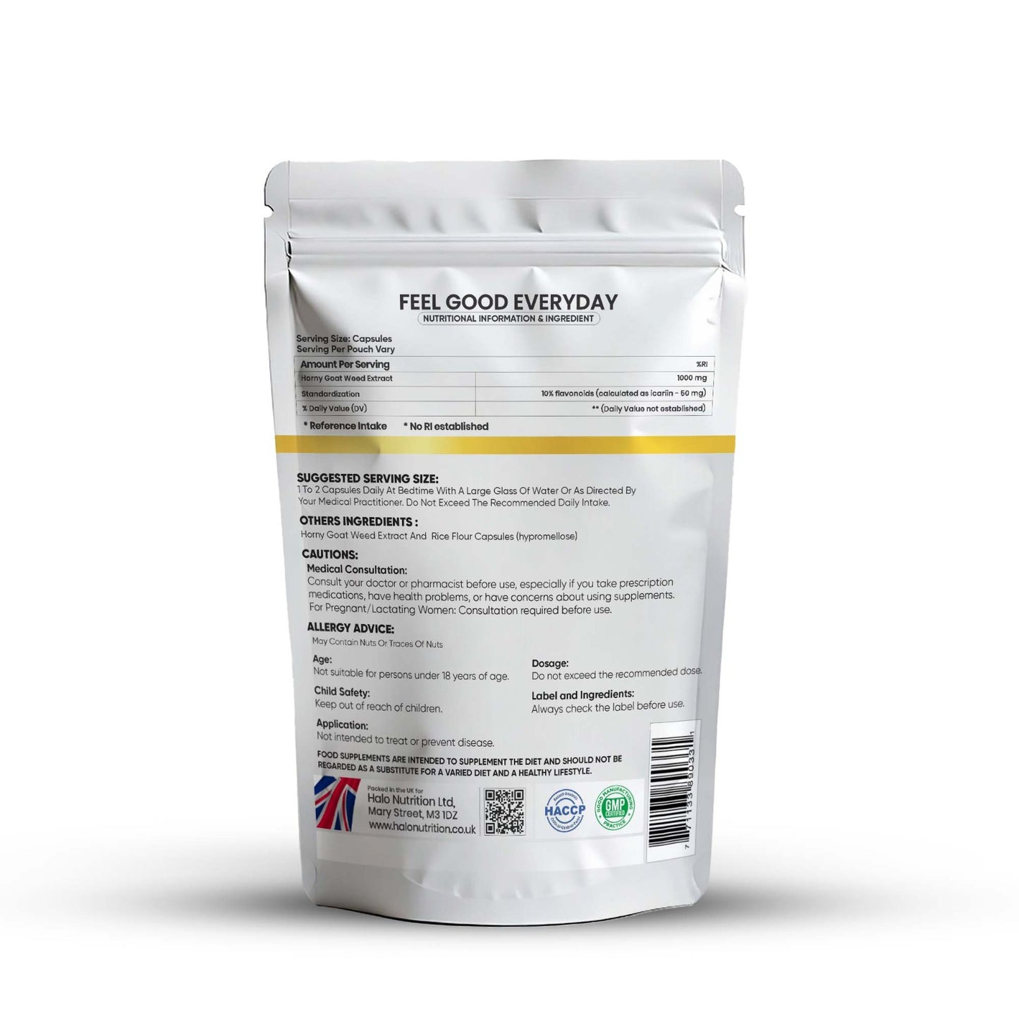 halo nutrition - horny goat weed - 120 high strength tablets