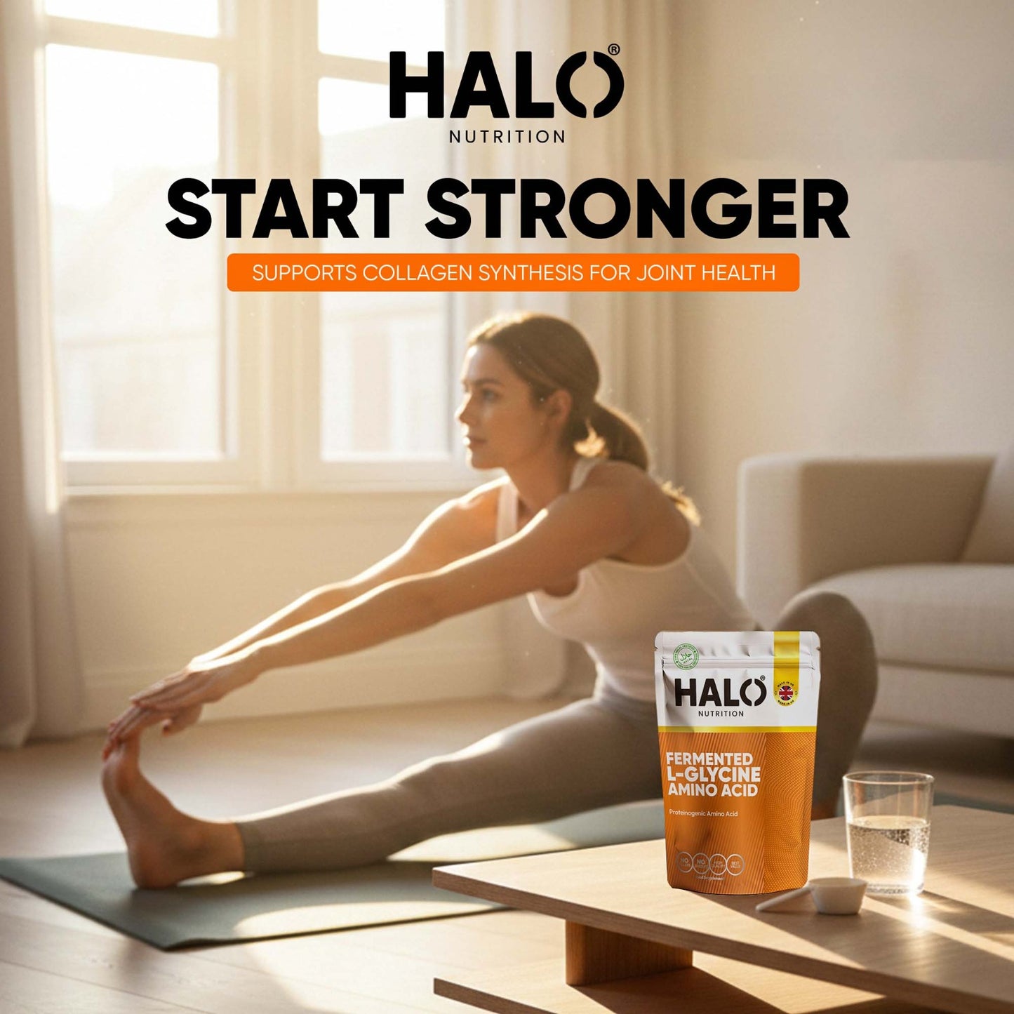 halo nutrition - fermented l-gylcine amino acid - 90 capsules